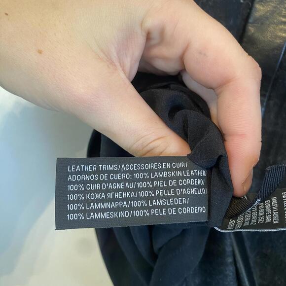 RALPH LAUREN Black Label gray wool plaid skirt lamb skin trim sz 4 - Picture 4 of 5